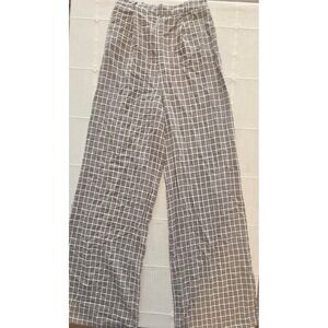 Flounce London Gingham Wide Leg Trousers Black White High Waisted Pants US 12